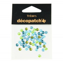 Décopatch - Trésors - Sachet de 60 Cabochons - 0,5cm - "Bleu / Vert"