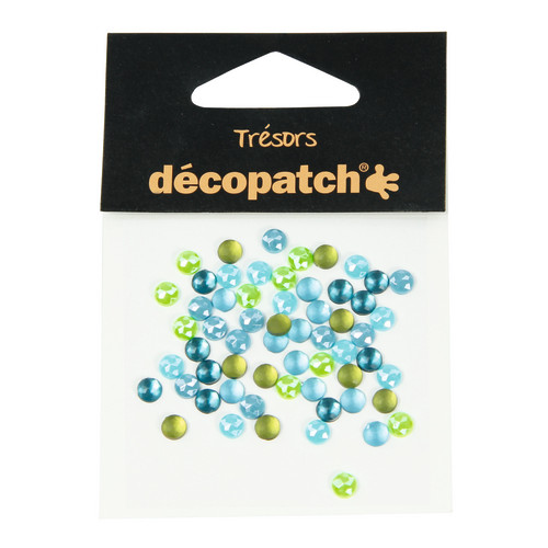 Décopatch - Trésors - Sachet de 60 Cabochons - 0,5cm - "Bleu / Vert"