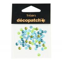 Décopatch - Trésors - Sachet de 60 Cabochons - 0,5cm - "Bleu / Vert"
