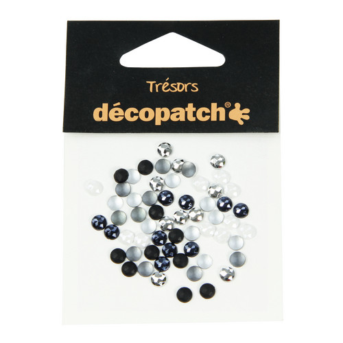 Décopatch - Trésors - Sachet de 60 Cabochons - 0,5cm - "Noir / Blanc"
