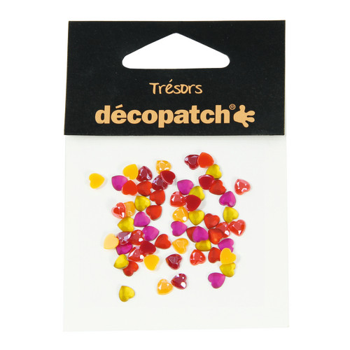 Décopatch - Trésors - Sachet de 60 Coeurs - 0,5cm - "Jaune / Orange"