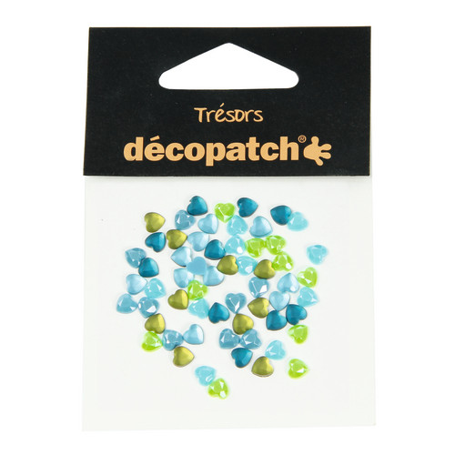 Décopatch - Trésors - Sachet de 60 Coeurs - 0,5cm - "Bleu / Vert"
