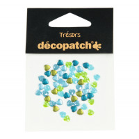 Décopatch - Trésors - Sachet de 60 Coeurs - 0,5cm - "Bleu / Vert"