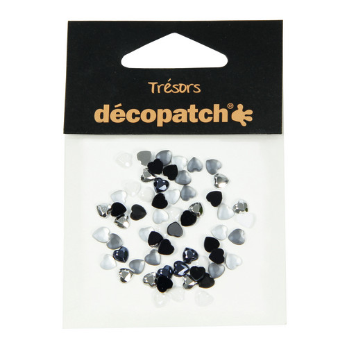 Décopatch - Trésors - Bag of 60 Hearts - 0,5cm - "Black / White"