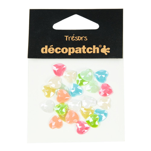 Décopatch - Trésors - Sachet de 24 Coeurs - 1cm - "Pearl Pastel"