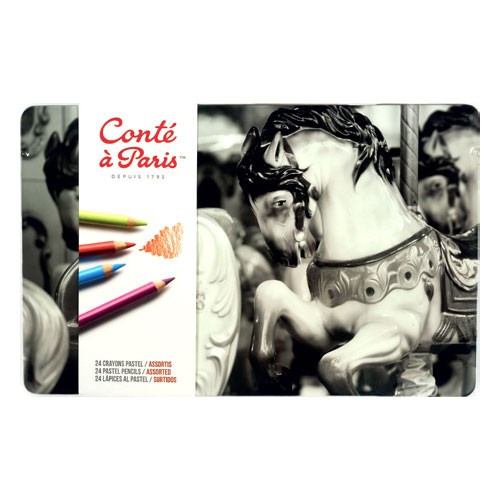 Conté à Paris - 24 Crayons Pastel Assortis - Boîte Métal