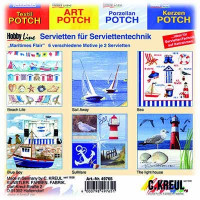 C.KREUL - Set de 12 Serviettes - 'Maritime Ambience' - 6 Motifs (2 de Chaque)