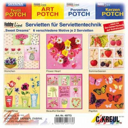 C.KREUL - Set de 12 Serviettes - 'Sweet Dreams' - 6 Motifs (2 de Chaque)