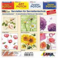 C.KREUL - Napkin Set of 12 - 'Summer Flowers' - 6 Motives (2 of Each)