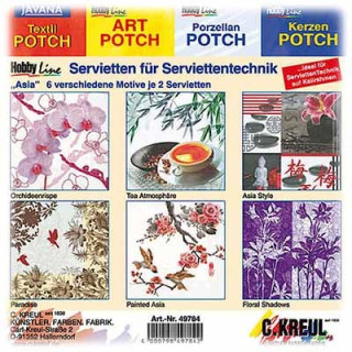 C.KREUL - Set de 12 Serviettes - 'Asia' - 6 Motifs (2 de Chaque)
