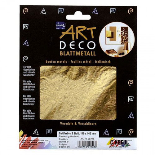C.KREUL - Beaten Metals - Art Deco - 140 x 140 mm - 6 Sheets - 99401 - Golden