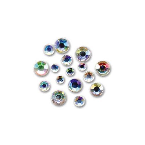 MEYCO - Box of About 300 Acrylic Rhinestones - 2 to 4 mm - 'Iris / Holo'