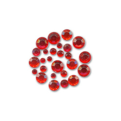 MEYCO - Box of About 300 Acrylic Rhinestones - 2 to 4 mm - 'Ruby'