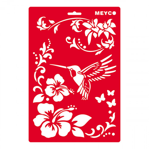 MEYCO - Pochoir - 20 x 31 cm - 66045 - Colibri & Fleurs