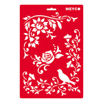 MEYCO - Pochoir - 20 x 31 cm - 66046 - Coin, Oiseau & Rose