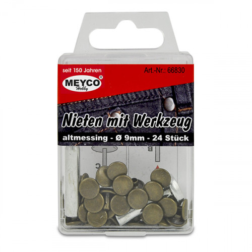 MEYCO - Rivets - Laiton Antique - Ø 9mm - 24 Pièces