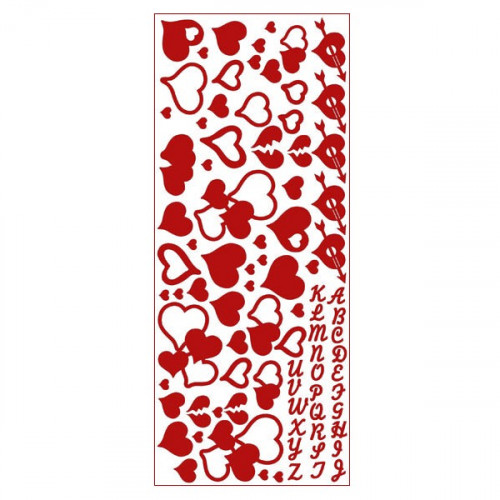 MEYCO - Decorative Stickers - Sheet Size 10 x 23cm - Hearts - Red