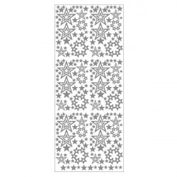 MEYCO - Stickers Décoratifs - Taille de la Feuille 10 x 23cm - Étoiles - Argent