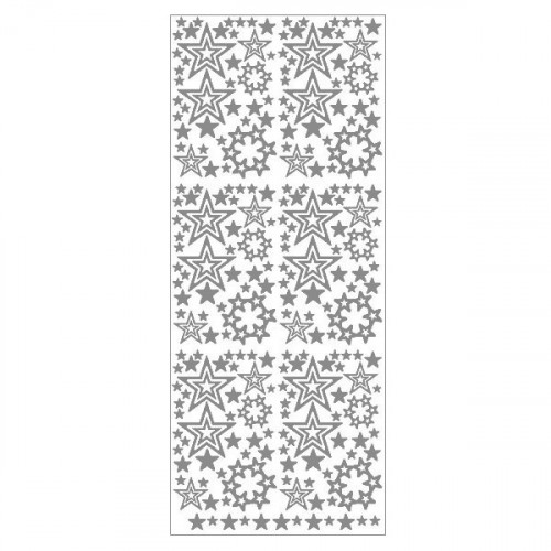 MEYCO - Decorative Stickers - Sheet Size 10 x 23cm - Stars - Silver