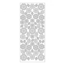MEYCO - Stickers Décoratifs - Taille de la Feuille 10 x 23cm - Fleurs - Argent
