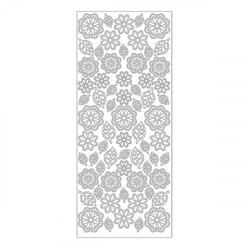 MEYCO - Stickers Décoratifs - Taille de la Feuille 10 x 23cm - Fleurs - Argent