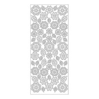 MEYCO - Decorative Stickers - Sheet Size 10 x 23cm - Flowers - Silver