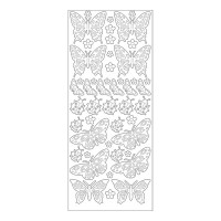 MEYCO - Stickers Décoratifs - Taille de la Feuille 10 x 23cm - Papillons - Argent