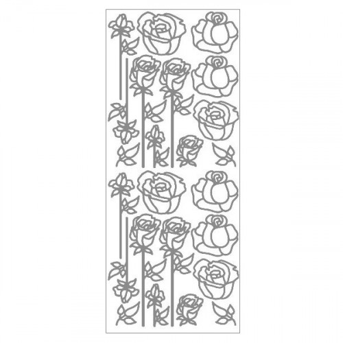 MEYCO - Stickers Décoratifs - Taille de la Feuille 10 x 23cm - Roses - Argent