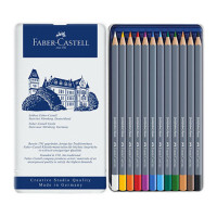FABER-CASTELL - Goldfaber Aqua - Crayons Aquarellables - 12 Couleurs - Boîte Métal