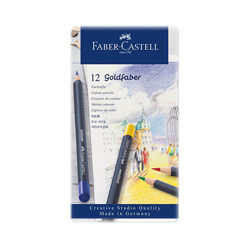 Faber-Castell - Crayon Goldfaber Permanent - Boîte Métal de 12 Pièces