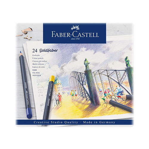 Faber-Castell - Colour Pencil Permanent Goldfaber - Metal Tin of 24