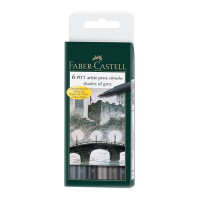Faber-Castell - Étui de 6 Feutres Pitt Artist Pen - Brush - Nuances de Gris