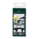 Faber-Castell - Étui de 6 Feutres Pitt Artist Pen - Brush - Nuances de Gris