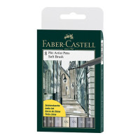 Faber-Castell - Wallet of 8 PITT® Artist Pens - Soft Brush - Grey