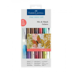 Faber-Castell - Color Gelatos - Blister of 12 Gelatos Sticks - Watercolour - 'Metallics' Pack
