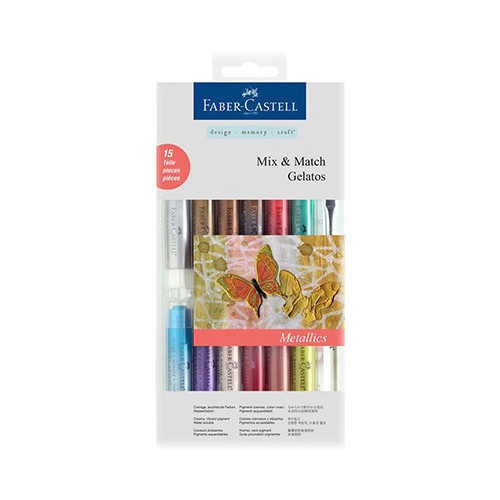 Faber-Castell - Gelatos - Blister de 12 Craies Gelatos - Aquarellables - Pack 'Métalliques'