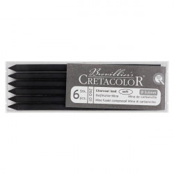 Cretacolor - Boîte de 6 Mines d'Artistes 5.6mm - Fusain - 260 01 - Soft
