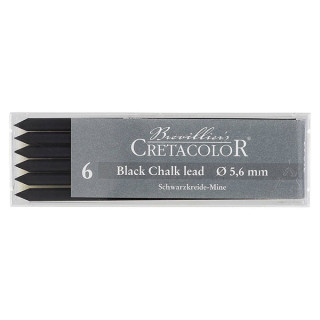 Cretacolor - Box of 6 Artists Leads 5.6mm - Black Pastel