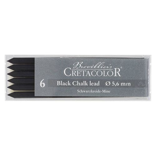 Cretacolor - Boîte de 6 Mines d'Artistes 5.6mm - Pastel Noir