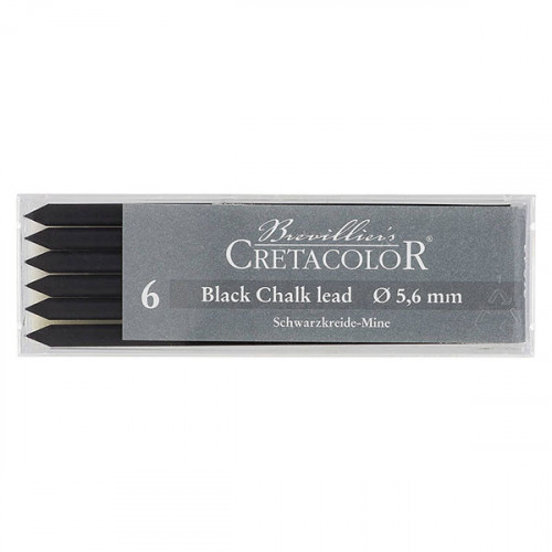 Cretacolor - Box of 6 Artists Leads 5.6mm - Black Pastel