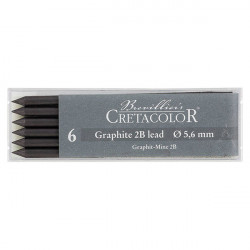 Cretacolor - Box of 6 Artists Leads 5.6mm - Graphite Leads - 2B