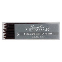 Cretacolor - Box of 6 Artists Leads 5.6mm - Sepia Dark - Dry