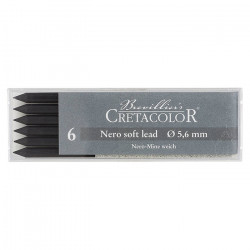 Cretacolor - Box of 6 Artists Leads 5.6mm - Nero - Soft