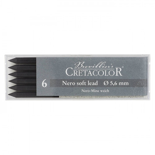 Cretacolor - Box of 6 Artists Leads 5.6mm - Nero - Soft