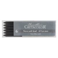 Cretacolor - Boîte de 6 Mines d'Artistes 5.6mm - Nero - Doux