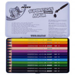 JOLLY - Supersticks Aqua - 12 Crayons de Couleur - Boîte Métal