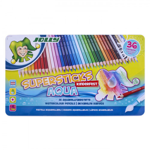 JOLLY - Supersticks Aqua - Coloured Pencils - 36 Pencils in Metal Box
