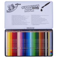 JOLLY - Supersticks Aqua - 36 Crayons de Couleur - Boîte Métal