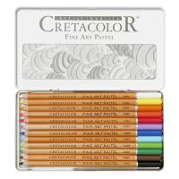 Cretacolor - Crayons Fine Art Pastel - Assortment of 12 Colors - Metal Case