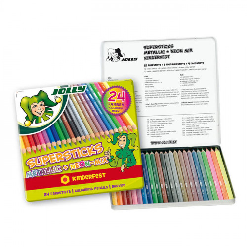 JOLLY - 24 SUPERSTICKS METALLIC MIX - Crayons de Couleur